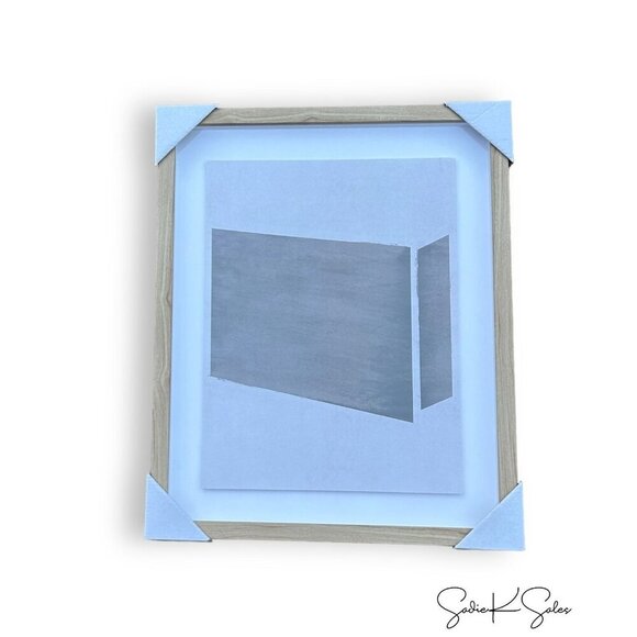 Threshold Studio McGee 16x20 Color Block Abstract Glass Framed Wall Art Lt Navy - Picture 7 of 8